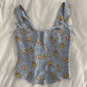 Minton Corset top linen bows floral size 0